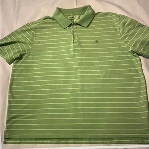 Izod Casual Green Striped Polo Shirt Classic Design, size XL